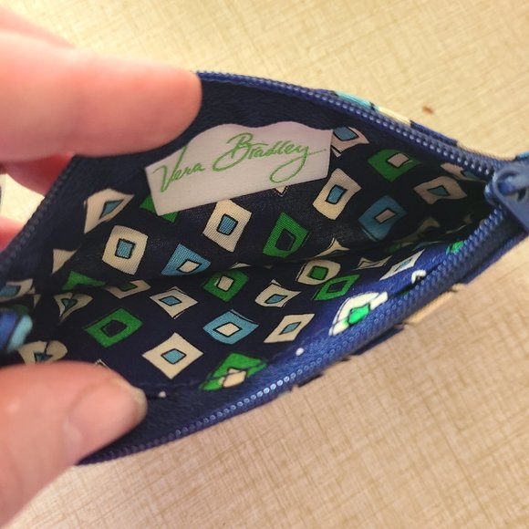 Vera Bradley Blue White and Green Floral Coin Purse Keychain - Picture 5 of 5